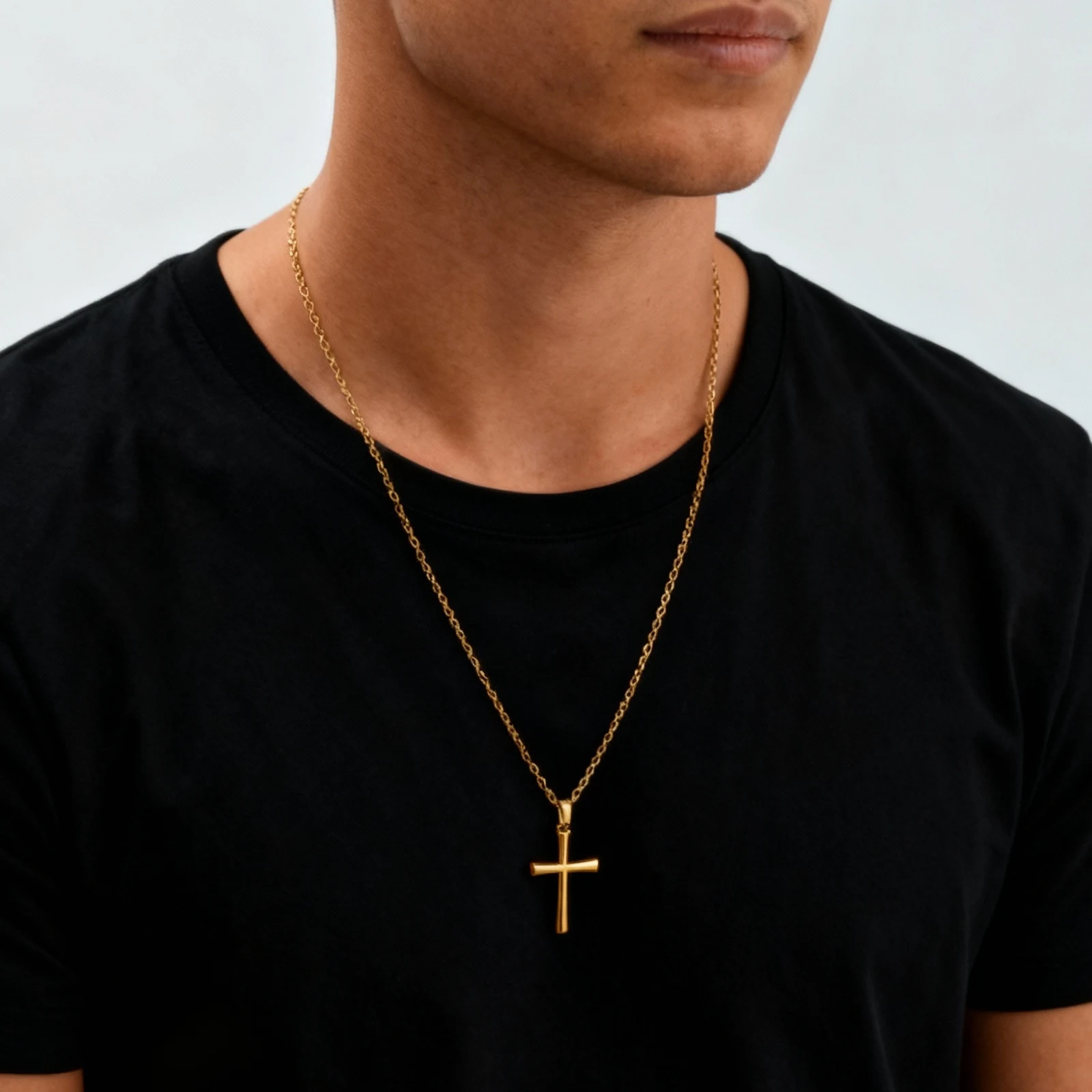 Minimalistische klassische Kreuz-Halskette für Männer und Frauen, Halskette mit Edelstahlkette, modische Unisex-Schmuckgeschenke – Detail 5