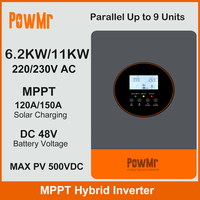 PowMr Hybrid Solar Inverters 6.2KW 11KW 48V DC to 230V AC Wtih 120A 150A MPPT Solar Charge Parallel Inversor Fit Lithium Battery