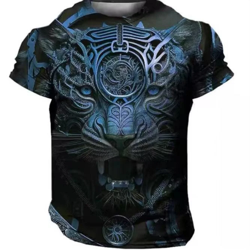Summer Casual T Shirt Animal Pattern Top Domineering Lion 3D Print Men's T ShirtsHarajuku Man Short Sleeve Oversized Streetwear