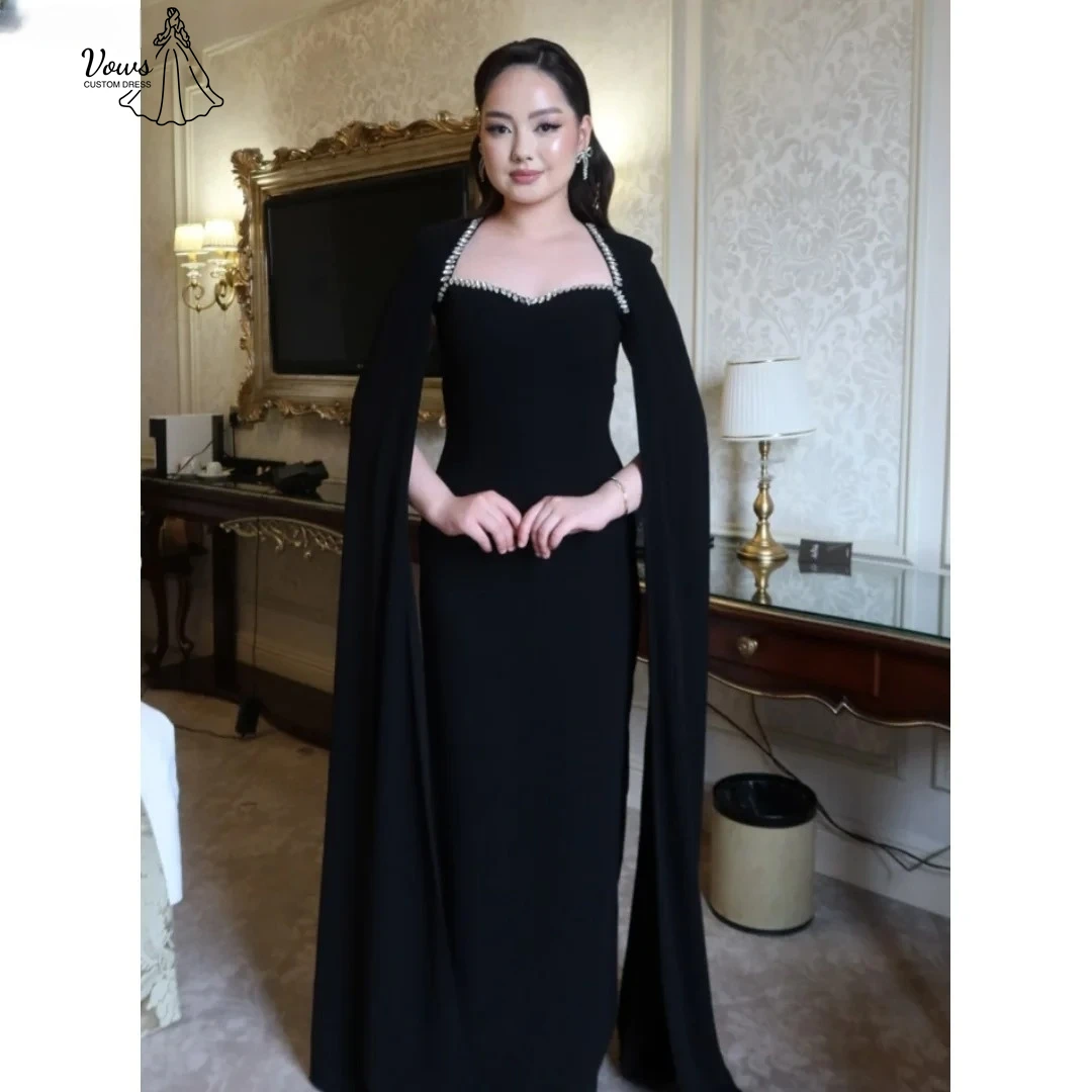 

Vows Black Evening Dresses 2025 Woman Line A Custom Made Robe Soiree Ribbon Elegant Festa Dress Wedding Party Dress Prom Gown