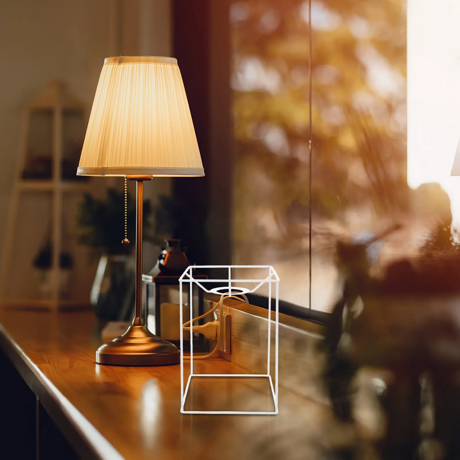 

E27 Iron Wire DIY Lampshade Frame Lamp Shade Bracket Replacement Farmhouse Style Cage for Desk Table Lamp DIY Lampshade Frame