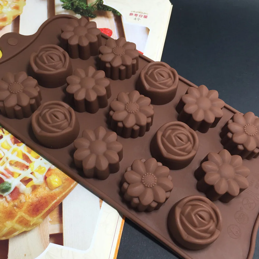 

Cavity Silicone Flower Rose Chocolate Cake Soap Mold Baking Ice Tray Mould Cake baking Donut candy mold Decor Kitchen Gadgets