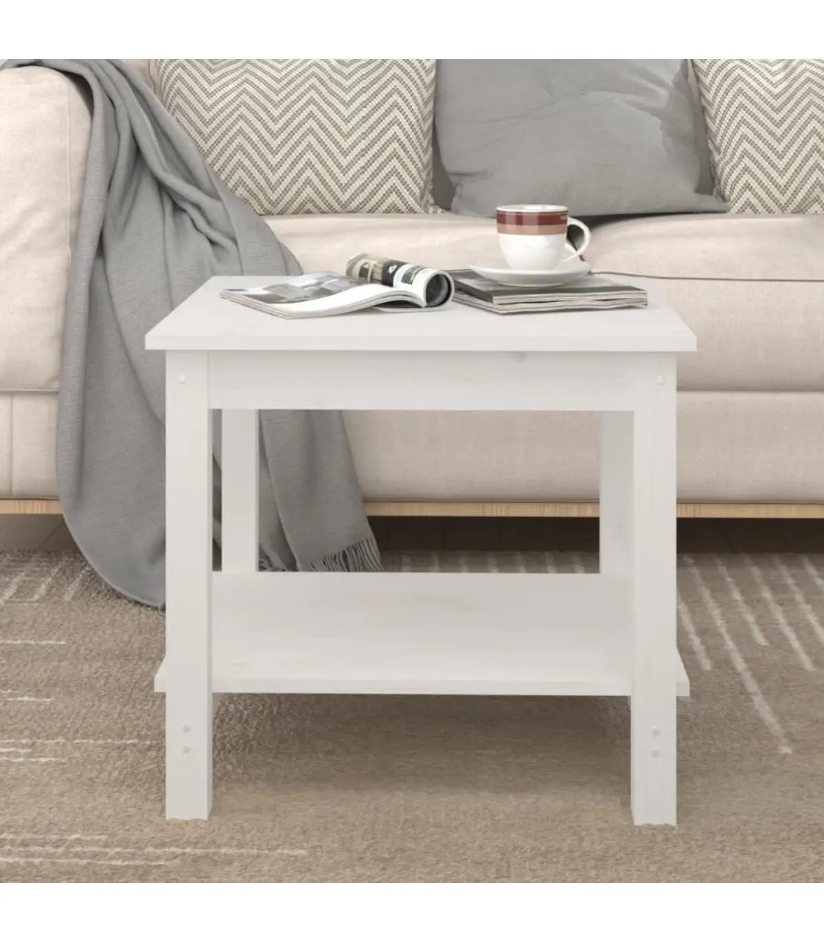 Coffee table White Pine solid wood coffee table 50x50x45 cm