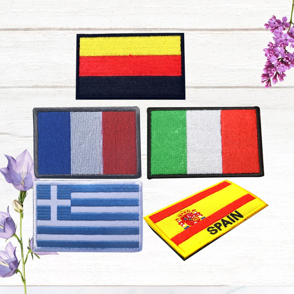 

5 Pcs Sports Badges Natinal Flag Patch DIY Cloth Paste Accessories Banner Embroidery Armband