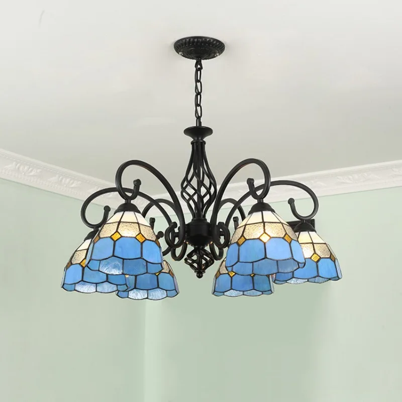 

Tiffany Art Pendant Lights European Iron Ceiling Lamp Living Room American Country Bedroom Restaurant Decor LED Lighting Fixture