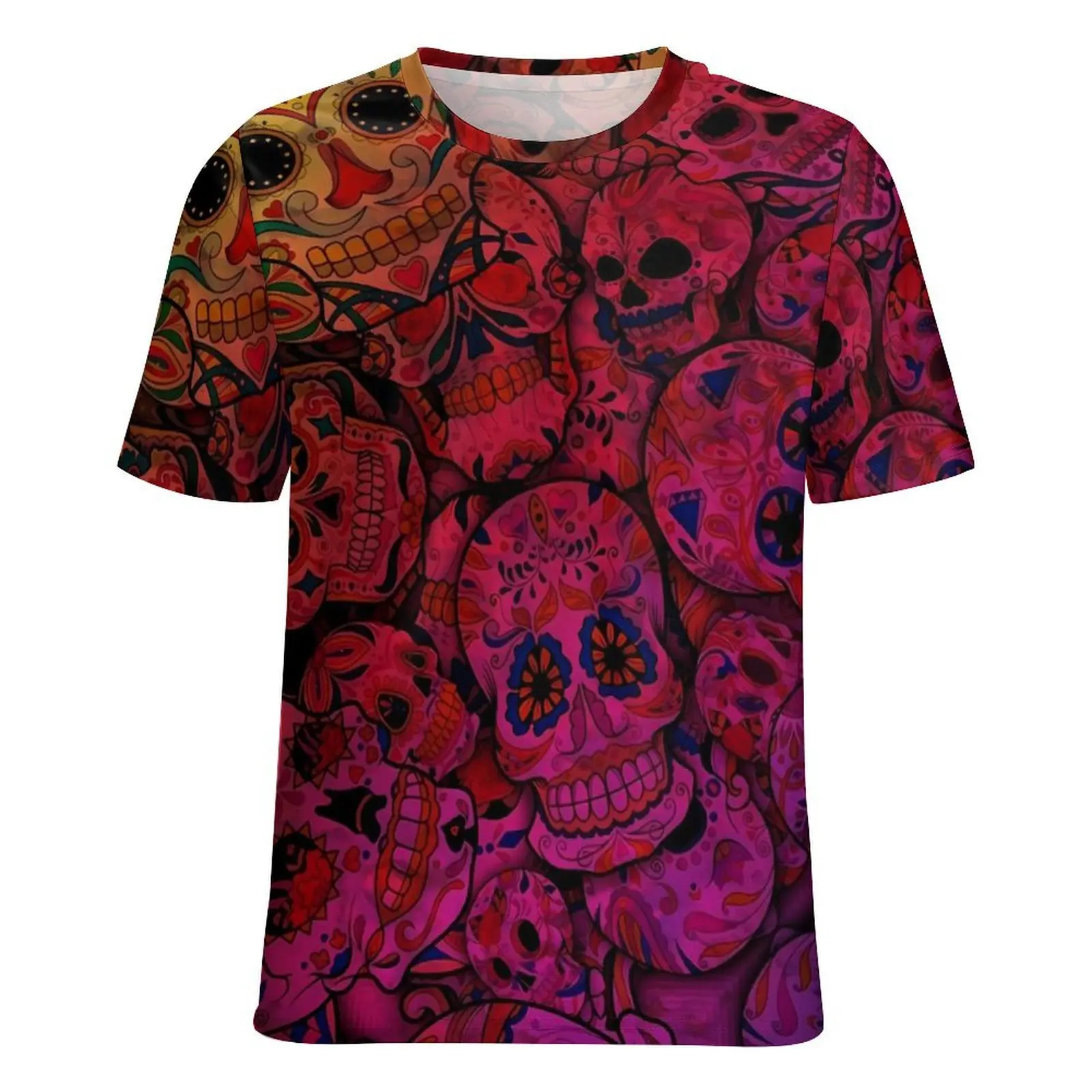 Camisetas de calavera de azúcar arcoíris de gran tamaño, camiseta sencilla con estampado abstracto, camiseta bonita de manga corta para mujer, camisetas con diseño de playa