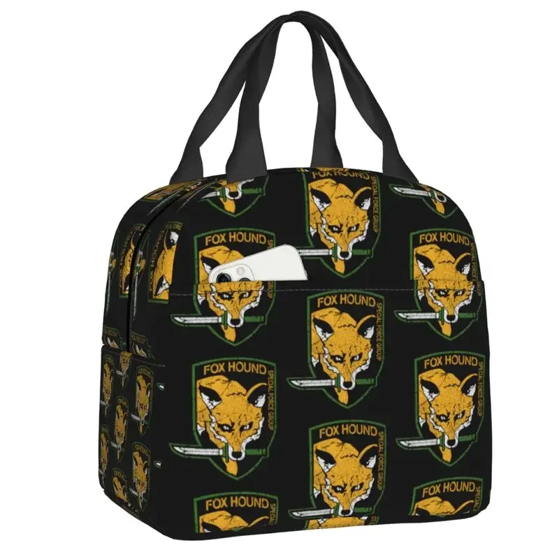 

Gear Solid Fox Hound Insulated Lunch Bags for Camping Travel Video Game Portable Cooler Thermal Lunch Box Women Children