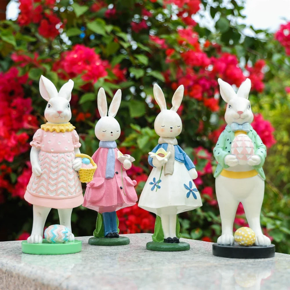 Easter Bunny Statue Decor Garden Home Outdoor Rabbit Figurines Yard Patio Spring Decoration Sculpture Gifts Outdoor Ornament