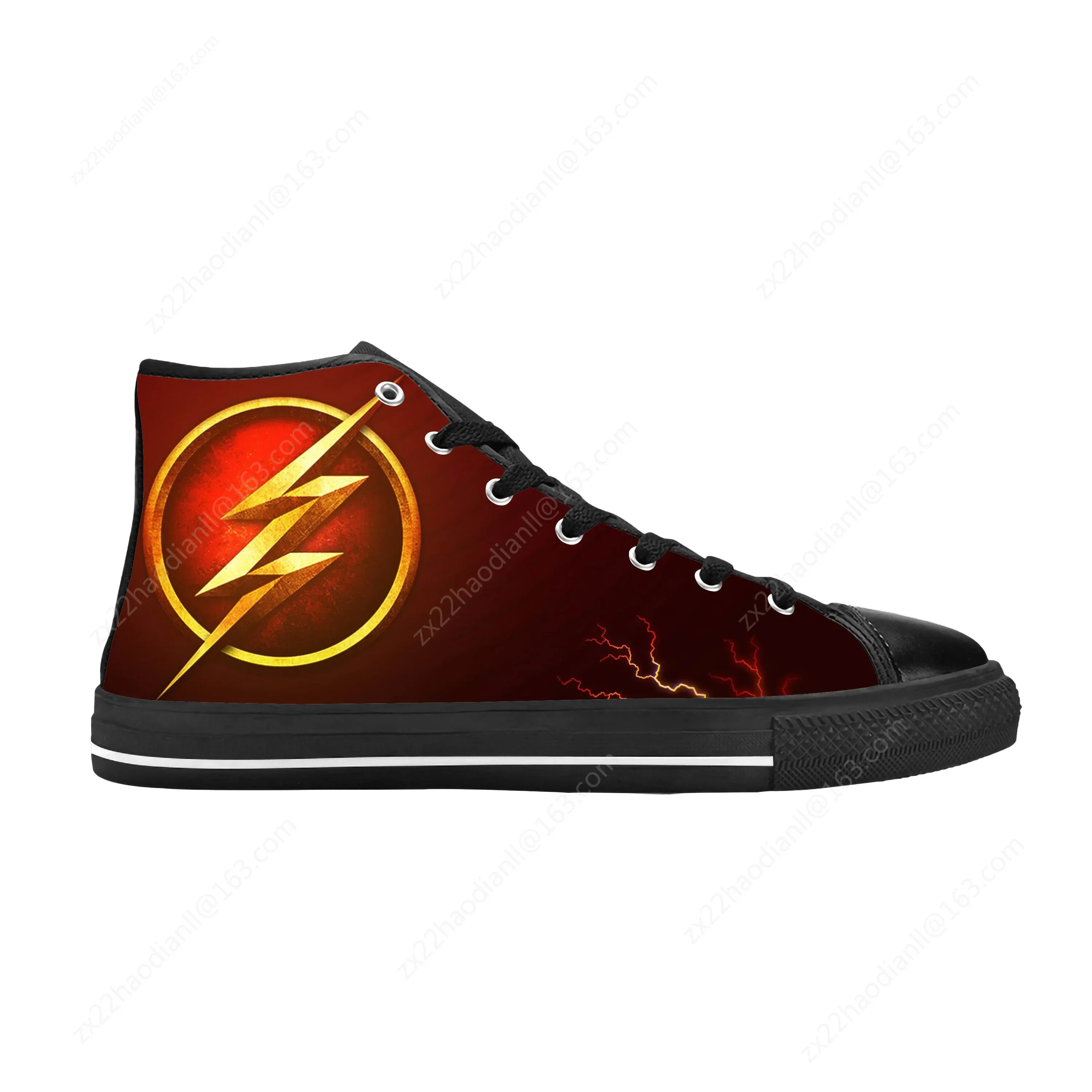 Hot Flash Logo Symbol Superhero Thunder Lightning Casual Cloth Shoes High Top Comfortable Breathable 3D Print Men Women Sneakers