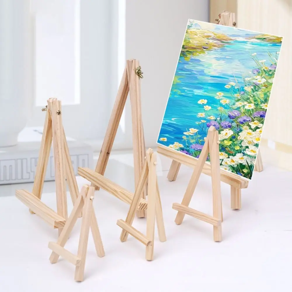 Wood Material Tabletop Easel Small Size Foldable Design Painting Display Holder Triangle Shape DIY Craft Desktop Phone Stand