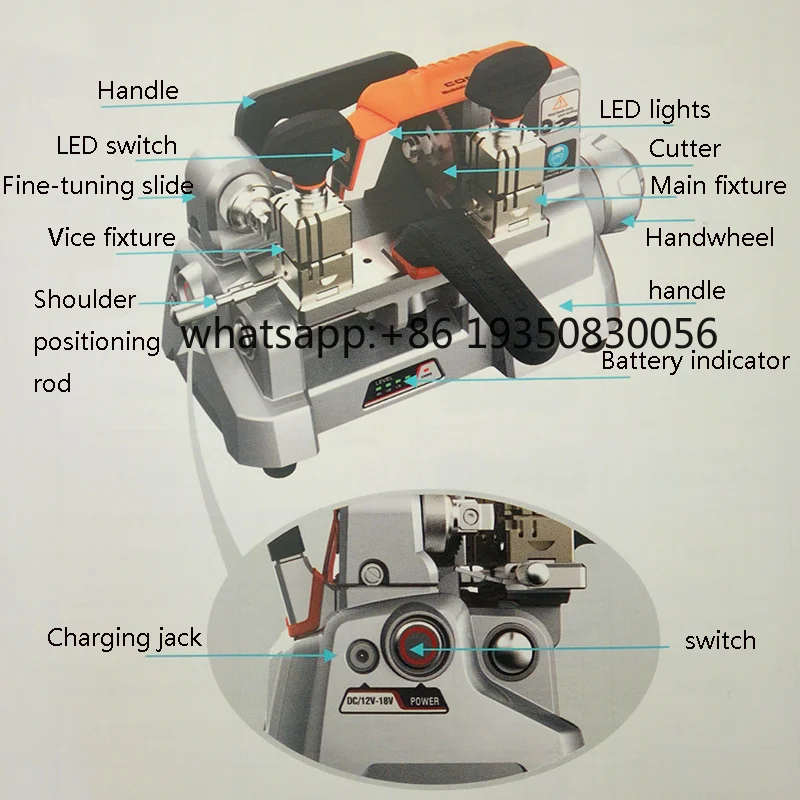 XP-009C Manual Key Manufacturing Machine Keys Duplicating Machine Key Copying Cutting Machine  Horizontal Milling Locksmith Tool