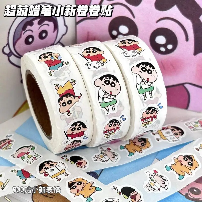 Crayon Shin Chan Kawaii Stickers Anime Cute Cartoon Bandai Adhesive Tape Self-Adhesive Ledger Decorative Dot Sealing Tape