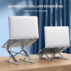 Soporte de doble capa para ordenador portátil, accesorio de aleación de aluminio ajustable con múltiples ángulos, adecuado para Notebook de 13-15,6 pulgadas