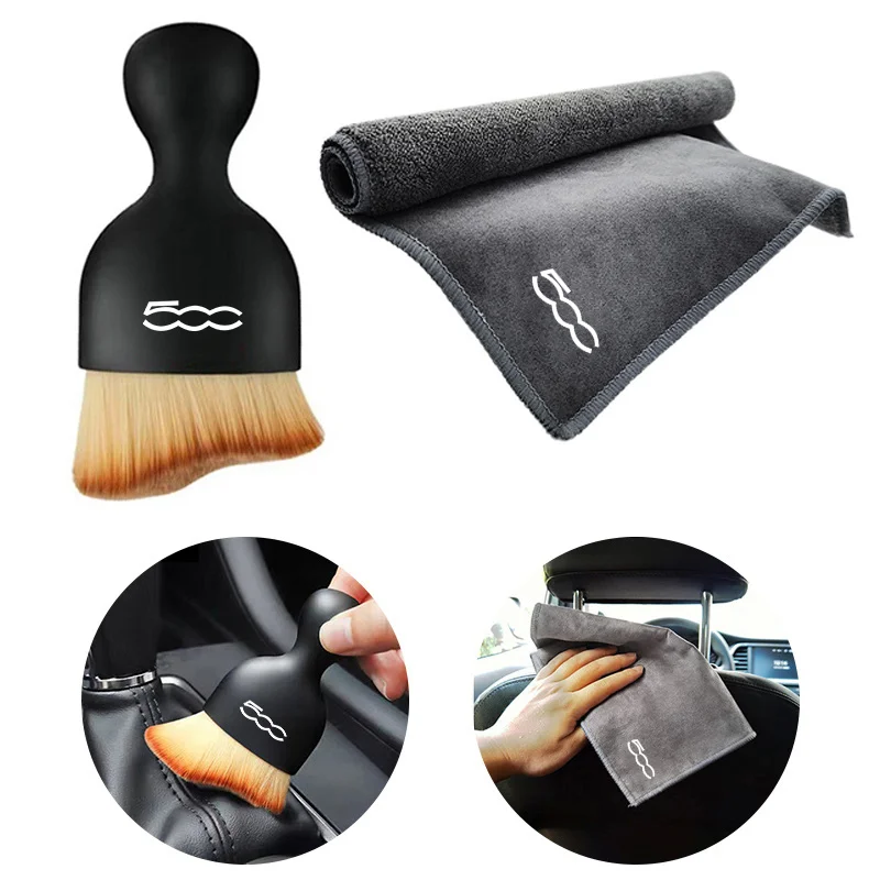 Microfiber Car Drying Plush Wash Towel Auto Interior Cleaning Soft Brush Tool For Fiat 500 500C 500L 500X 500e Punto Stilo