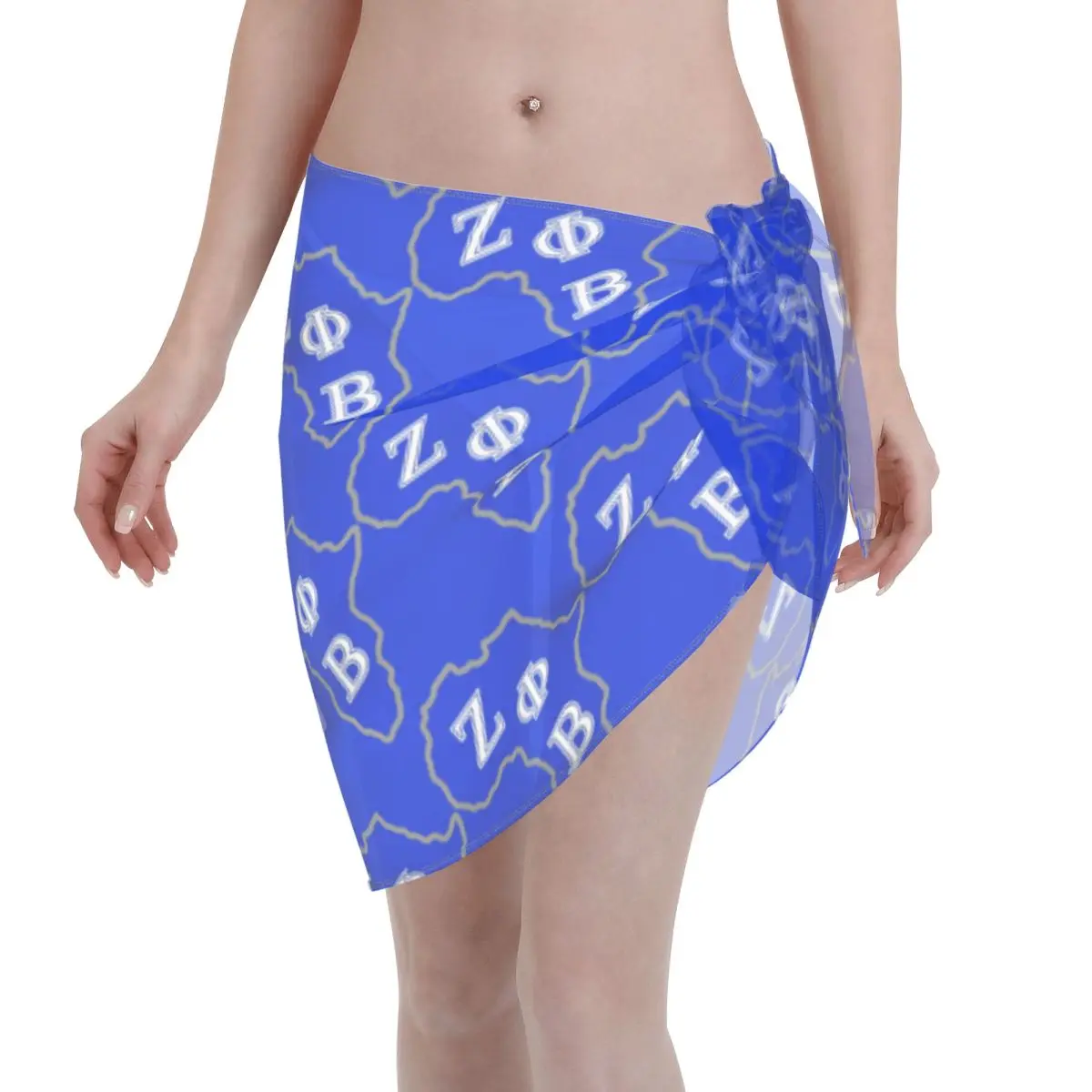 

Custom Fashion Zeta Phi Beta Sorority Map Casual Beach Dress Decorate Women Short Sarongs Beach Wrap For Swimwear