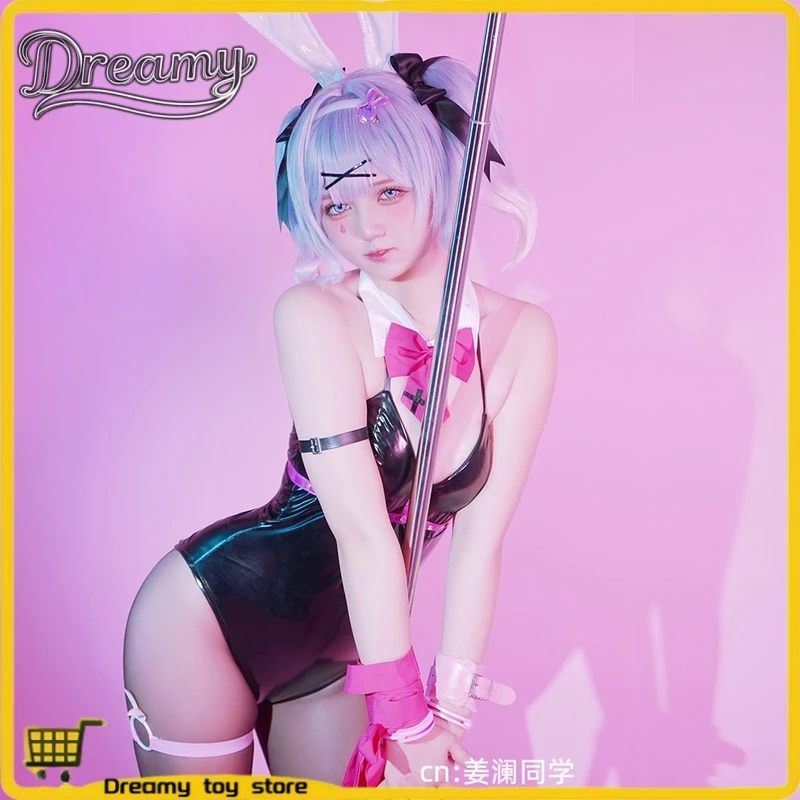 

Cos Rabbit Hold Black Leather Bunny Girl Sexy Cute Halloween Anime Cosplay Costume Headdresses Clothes Bows Girl Gift