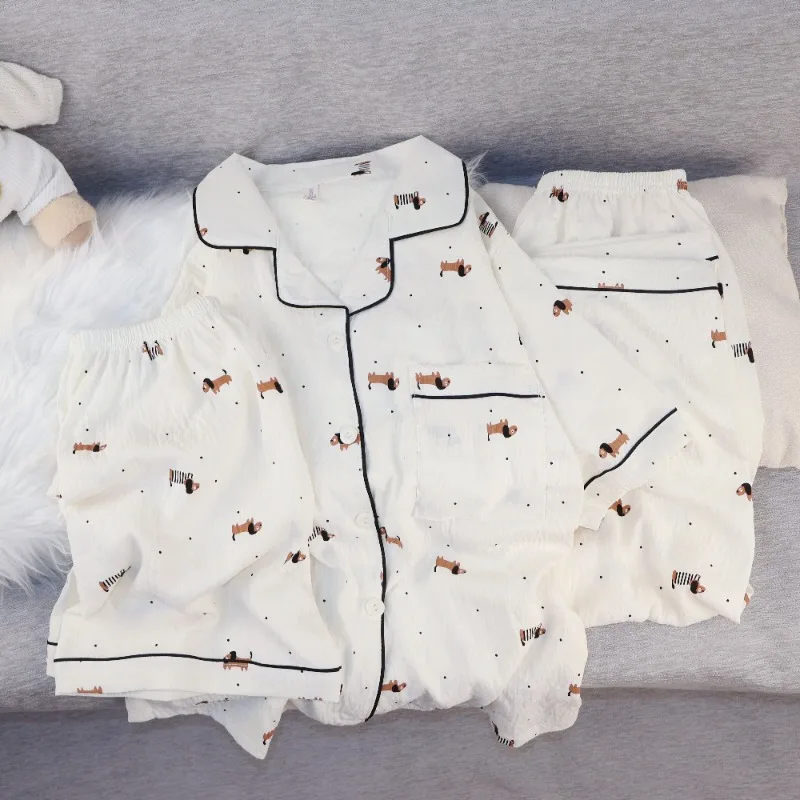 Dachshund Dot Print Women's 3 Pieces Pajama Set Harajuku Style Fashion Women's Pajama Summer New 2026 Casual Sweet Cute Homewear