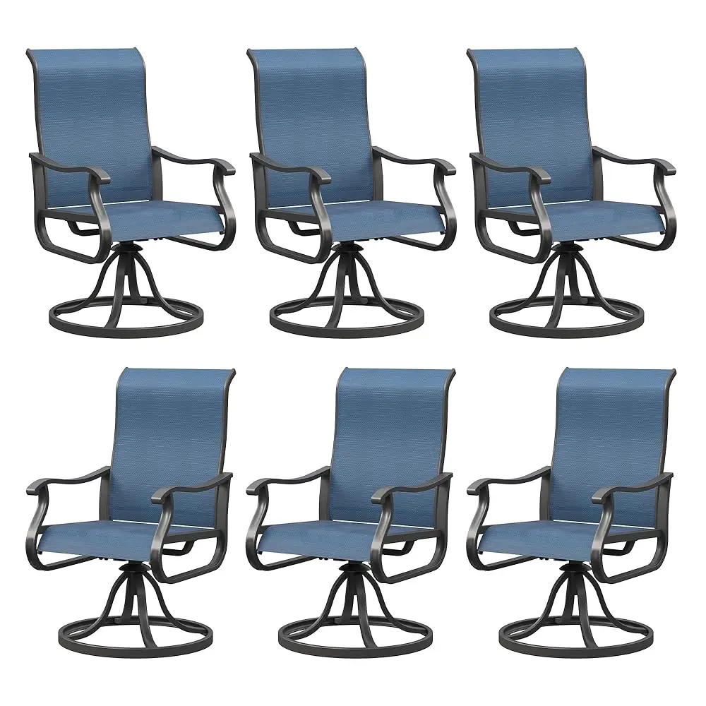 

Patio Swivel Dining Chairs Set Of 6, Outdoor Swivel Chairs Patio High Ba With All Weather Textilene Metal Rocking Frame For