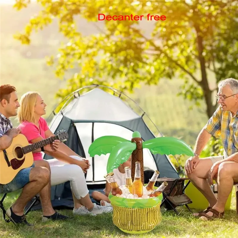 Dispositivo di raffreddamento gonfiabile per bevande Secchiello per il ghiaccio di grande capacità nel design di albero di cocco Dispositivo di raffreddamento gonfiabile per interni ed esterni Summer-Y44A