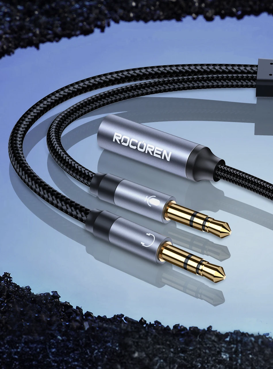 Rocoren 3,5-mm-Buchse Aux-Audio-Splitter-Kabel 2-Wege-Aux-Stecker auf doppelte Buchse Kopfhörer-Audio-Adapter für Kopfhörer Telefon Desktop – Detail 3