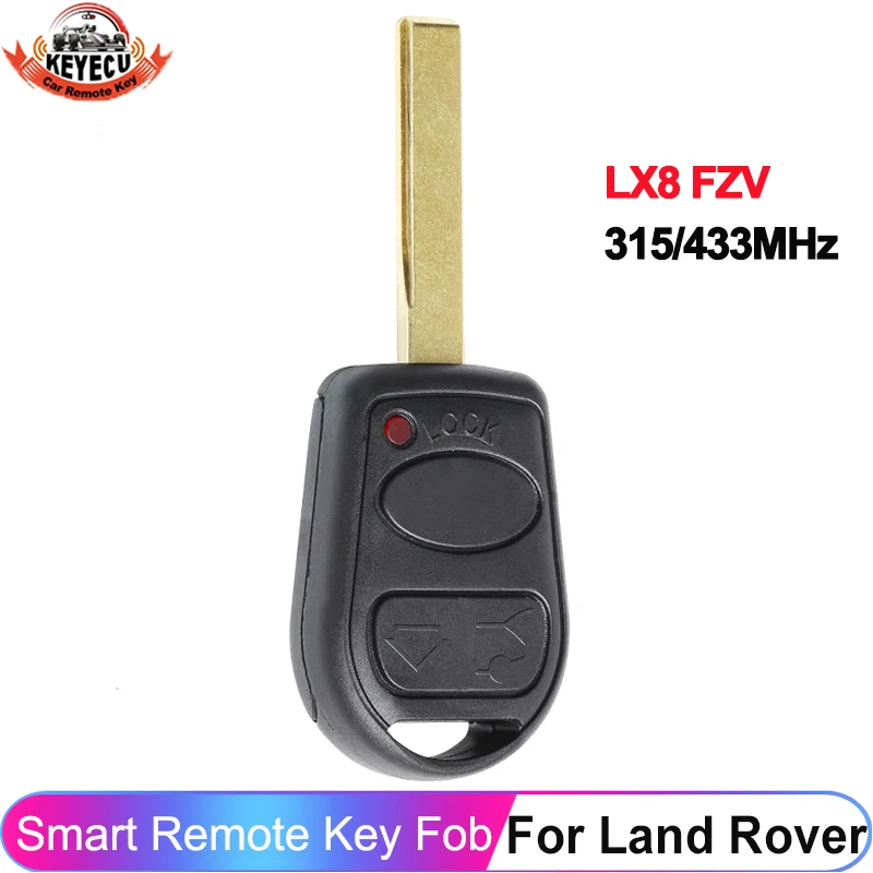 KEYECU 3 Buttons FCC ID: LX8FZV 315MHz 433MHz For Land Rover L322 VOGUE HSE 2002 2003 2004-2008 With ID44 Chip Remote Key Fob