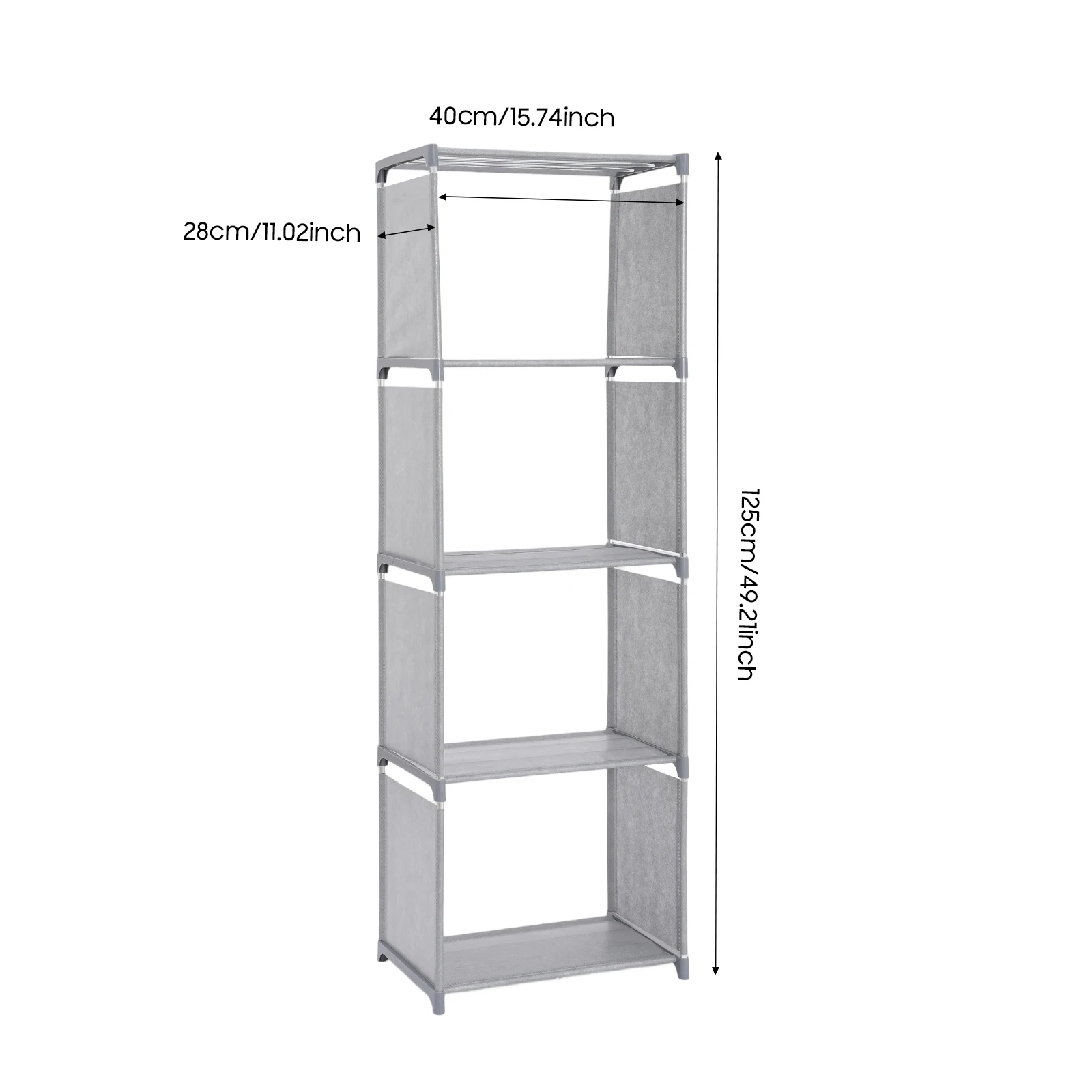 Vertical Open Bookshelf Rectangular Slim Footprint Burr-free Round Corner Complete Assembly Hardware Water Resistant Breathable Fabric Magazine Photo Display Organizer