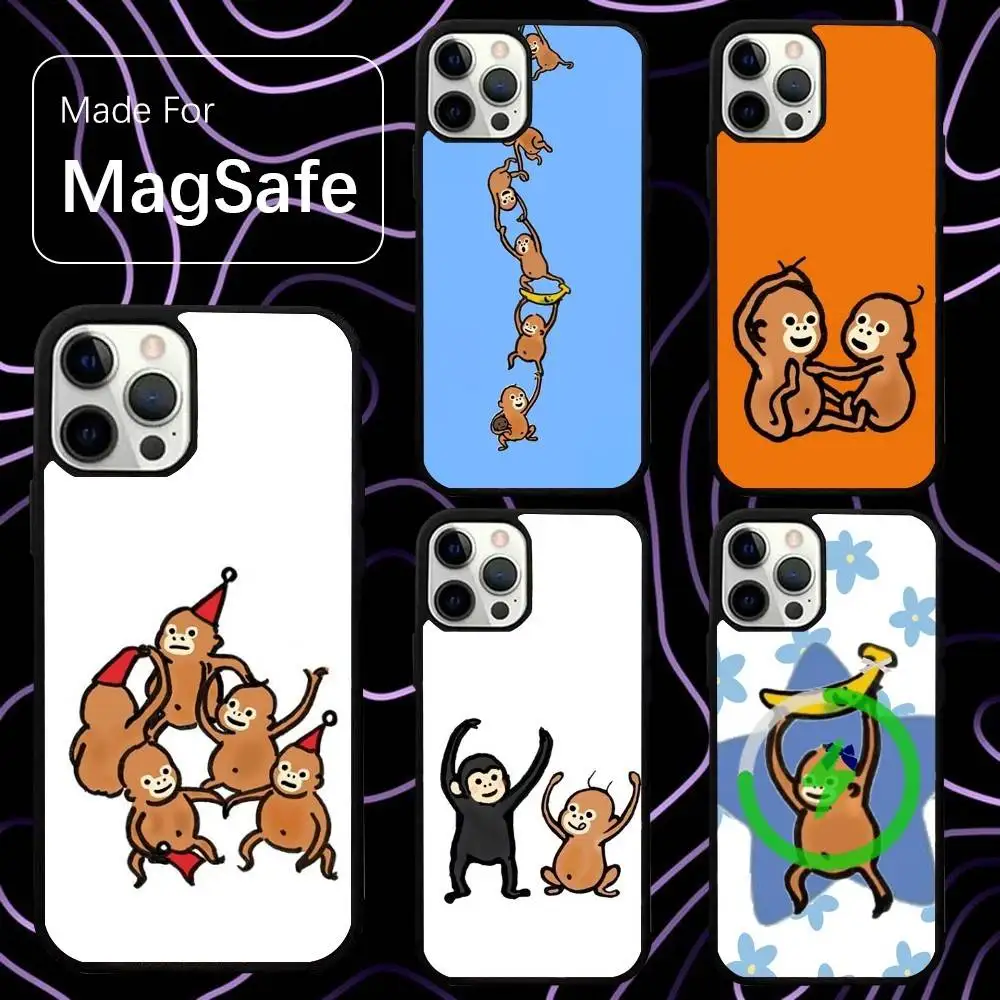 

Funny Monkey Monki Cute Phone Case For iPhone 16,15,14,13,12,11,Pro,Max,Plus,Mini,SE New Magsafe Magnetic Wireless Charging