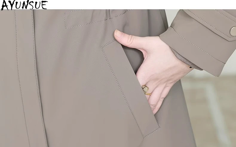 AYUNSUE 리얼 밍크 퍼 코트 여성용 2025 겨울 의류 중간 길이 파카 리얼 퍼 코트 여성용 코트 라이너 탈부착 가능