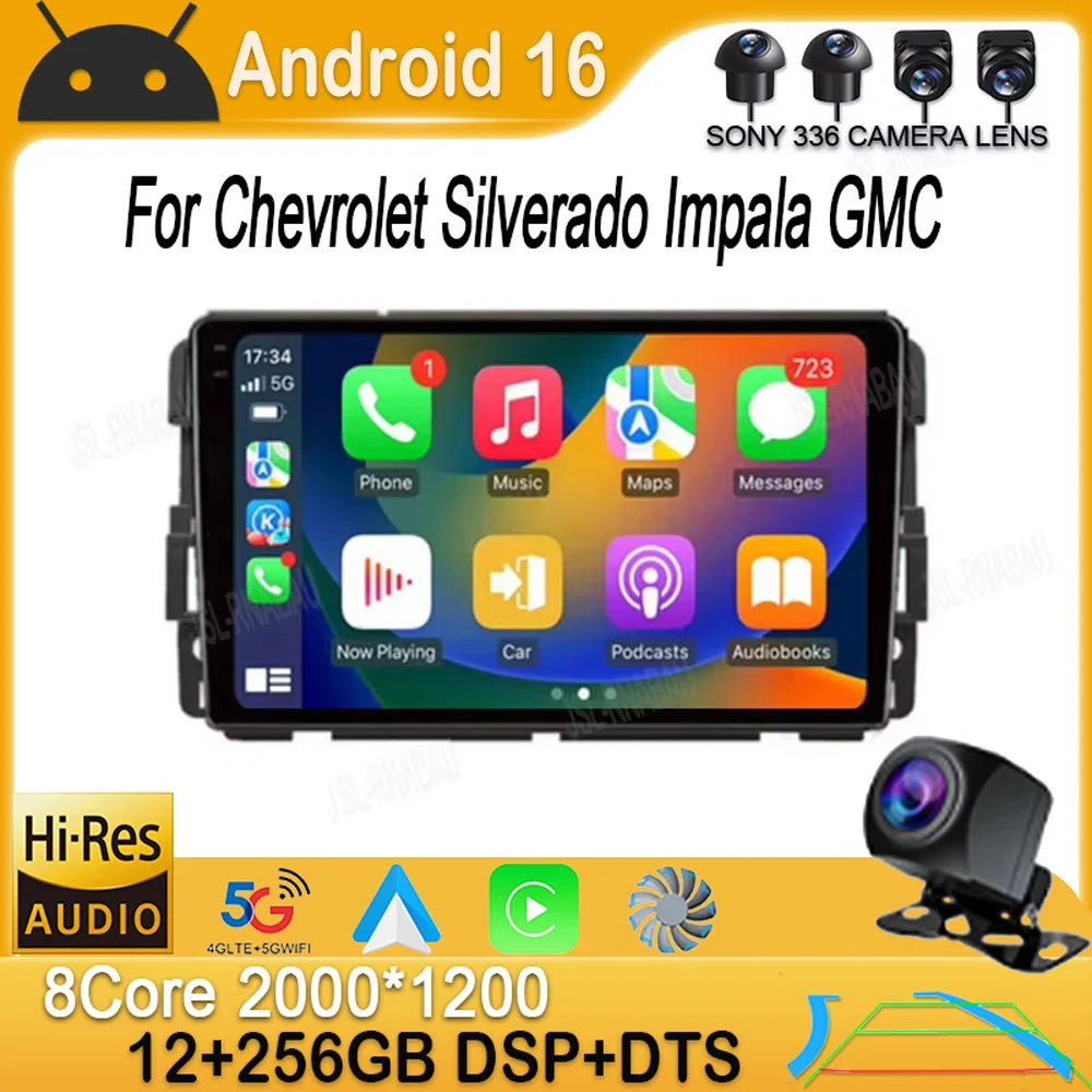 Radio para Auto Android 16 para Chevrolet Silverado, Impala, GMC Yukon, Acadia, Sierra, Navegación GPS, Reproductor Multimedia de Video, DSP, Estéreo, Bluetooth