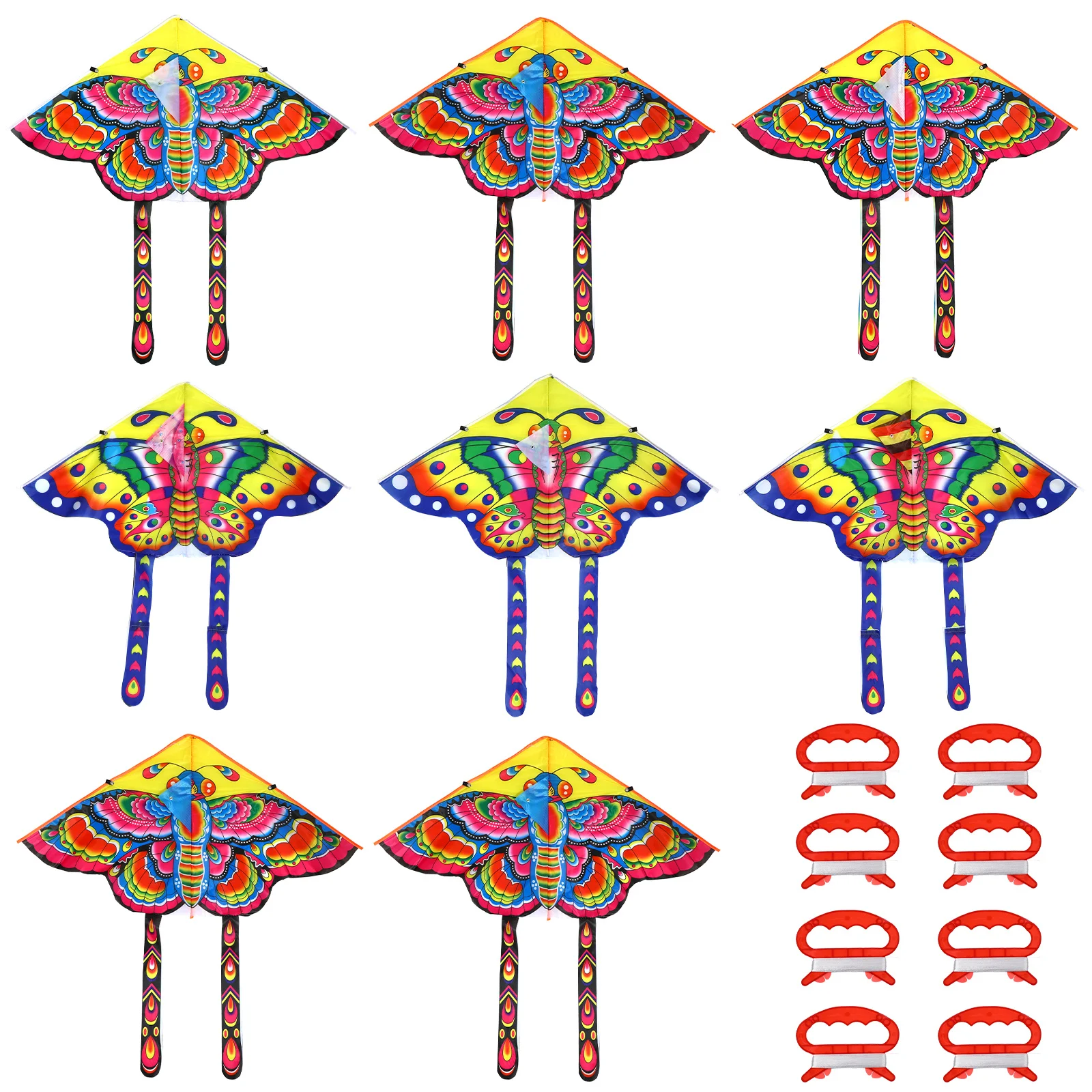 8 ensembles de cerf-volant papillons brillants et magnifiques, Durable et sûr pour les enfants, large gamme de venues de jeu, cerf-volant Triangle papillons