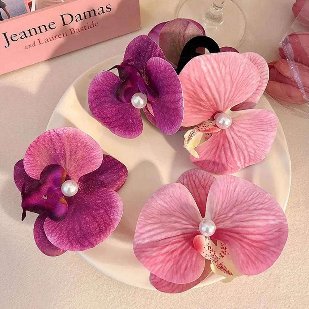 1Pcs Phalaenopsis Pearl Hair Clip Orchid Butterfly Hair Clip Hair Accessories Duckbill Clip Bow Flower Hair Clips Cloth