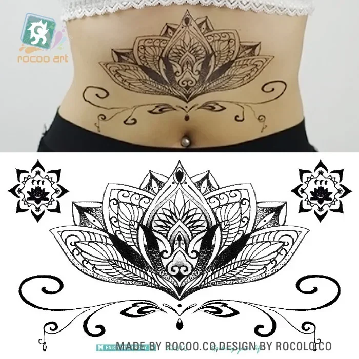   Wreath Sexy Tatuagem Beauty Waterproof Temporary Tattoo Lace Lotus Flower Taty Waist Circle Fake Tattoo Tatouage