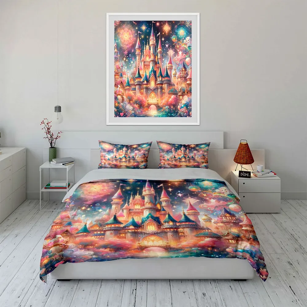 Fantasy Castle Decor Set Multiple sizes kid's and adults' bedroom Exquisite 3PC bedding set, gift
