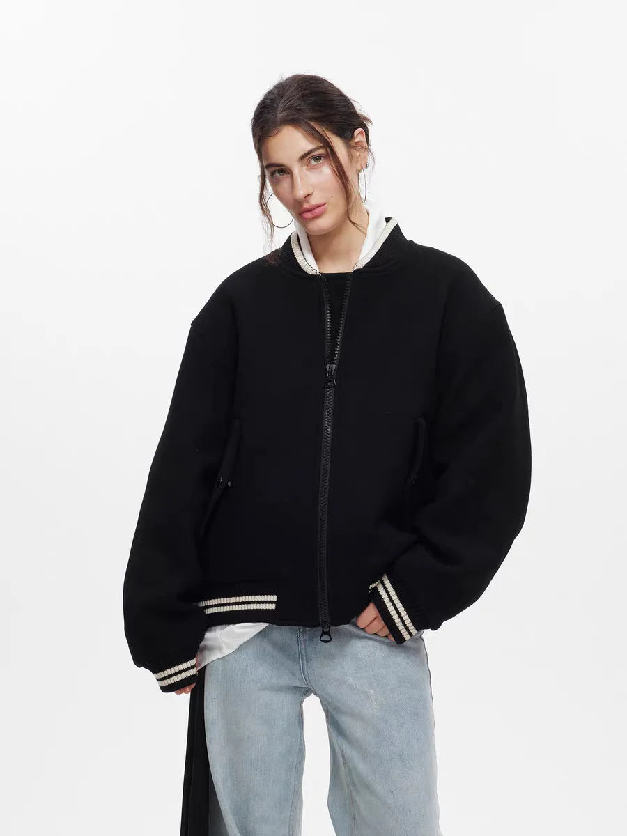 Bomber Jackets Womens Jacket Girls Autumn-Winter Twill Turtleneck Pressed Elegant Formal Classical Temperament Professional OL - view 5