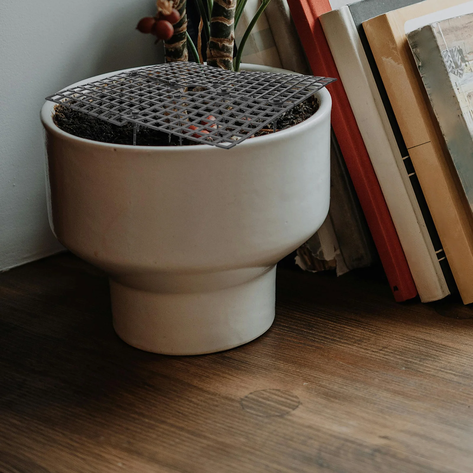 وعاء الزهور، واقي التربة، غطاء شبكة وعاء النبات، واقي زهور بلاستيكي متين يمنع حفر كلب القطط، مثالي للحديقة الداخلية