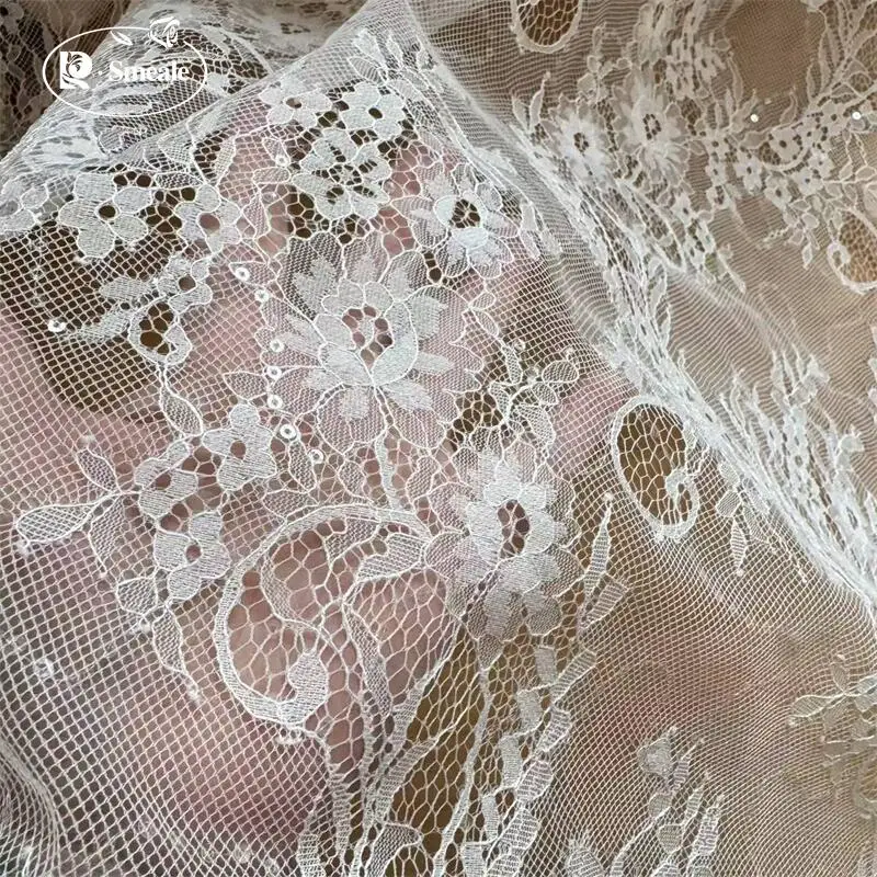 Nachhaltige Länge: 155 cm Breite, glitzernder, funkelnder, dünner Spitzenstoff aus Mesh, Stoffe zum Nähen. Spitzenstoff Hohe Qualität 2025 – Detail 2