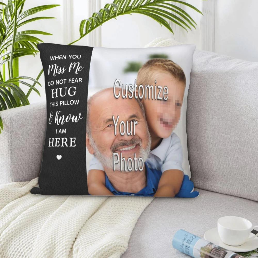 1PC personalized commemorative photo and poetry pillowcase cushion, suitable for couples and children, as a commemorative gift