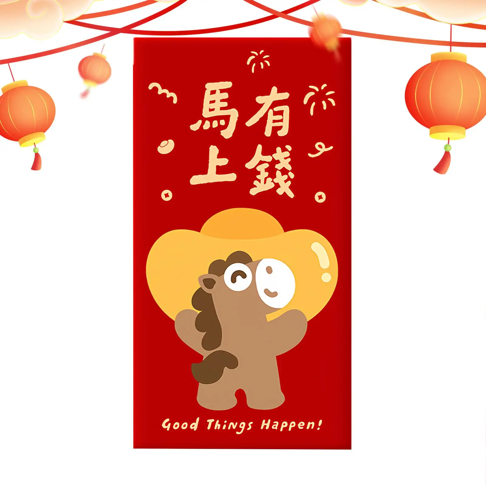 Chinese New Year Red Envelopes 3x7 Inch Funny Money Holder Year Of The Horse Red Envelopes For Spring Festival Wedding