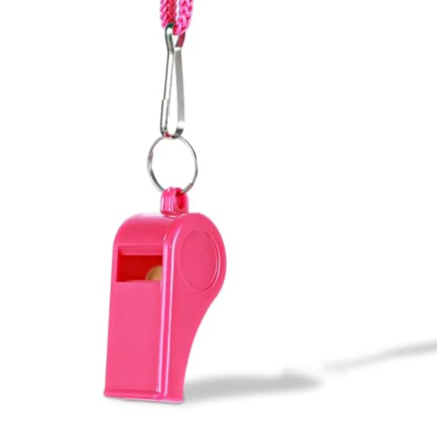 2개입 핑크 코치 호루라기 끈 포함 플라스틱 소리 큰 스포츠 호루라기 야외 활동가용 개 훈련 파티 기념품 농구용