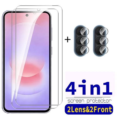 Защитный стеклянный чехол 4-в-1 HD для Samsung A57 A37 A17 A56 A36 A26 A16, защитная пленка для камеры и экрана Galaxy A57 A56 A37