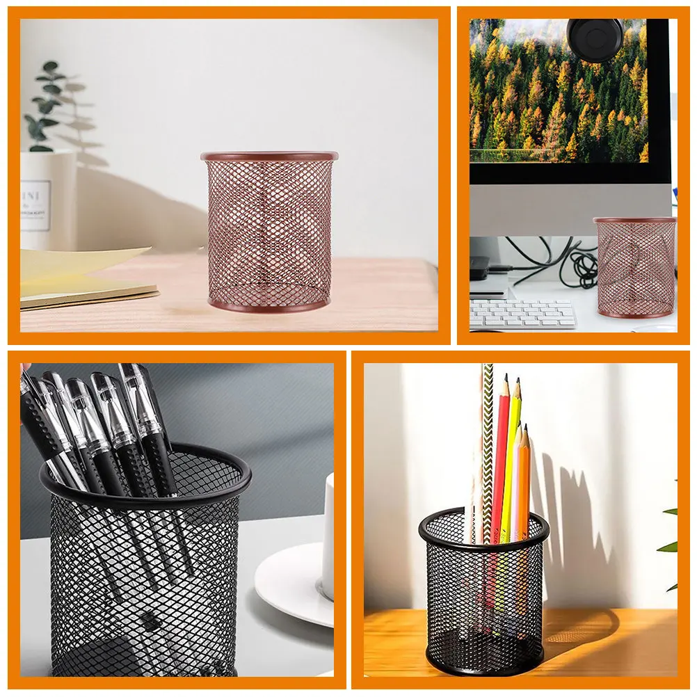 2Pcs Stainless Steel Mesh Pen Holder Desk Organizer for Office School Home Desktop Pencil Cup Stationery Storage Container Metal