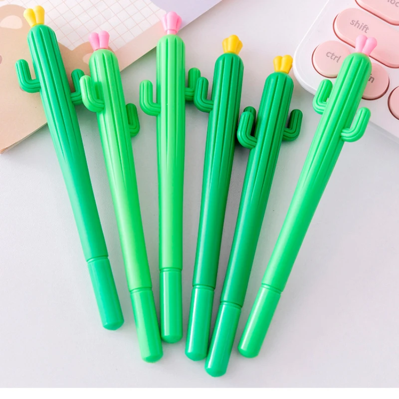 100 Pcs Creative Flowering Cactus Gel Pens Black Ink Student Stationery Kawaii Accessories and Kawaii School Supplies Boys Girls