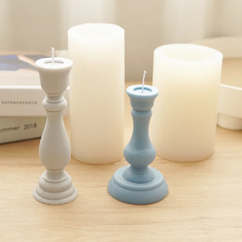 

Retro European Candlestick Silicone Mold Columnar Candlestick Aromatherapy Candle Gypsum Silicone Mold