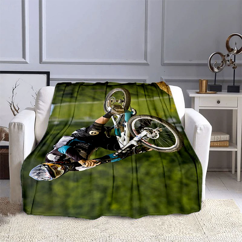 Bmx Mountain Bike Athletes Off-road Bicycle Blanket High Quality Flannel Blanket Soft and Comfortable Home Travel Blanket