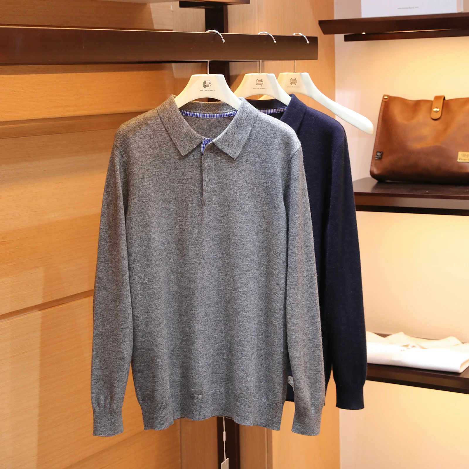 

Italian Luxury Men's Knitted Wool Blend irt Layering Casual Sle Winter Season Faion Busin Casual Mid-Year Colle...