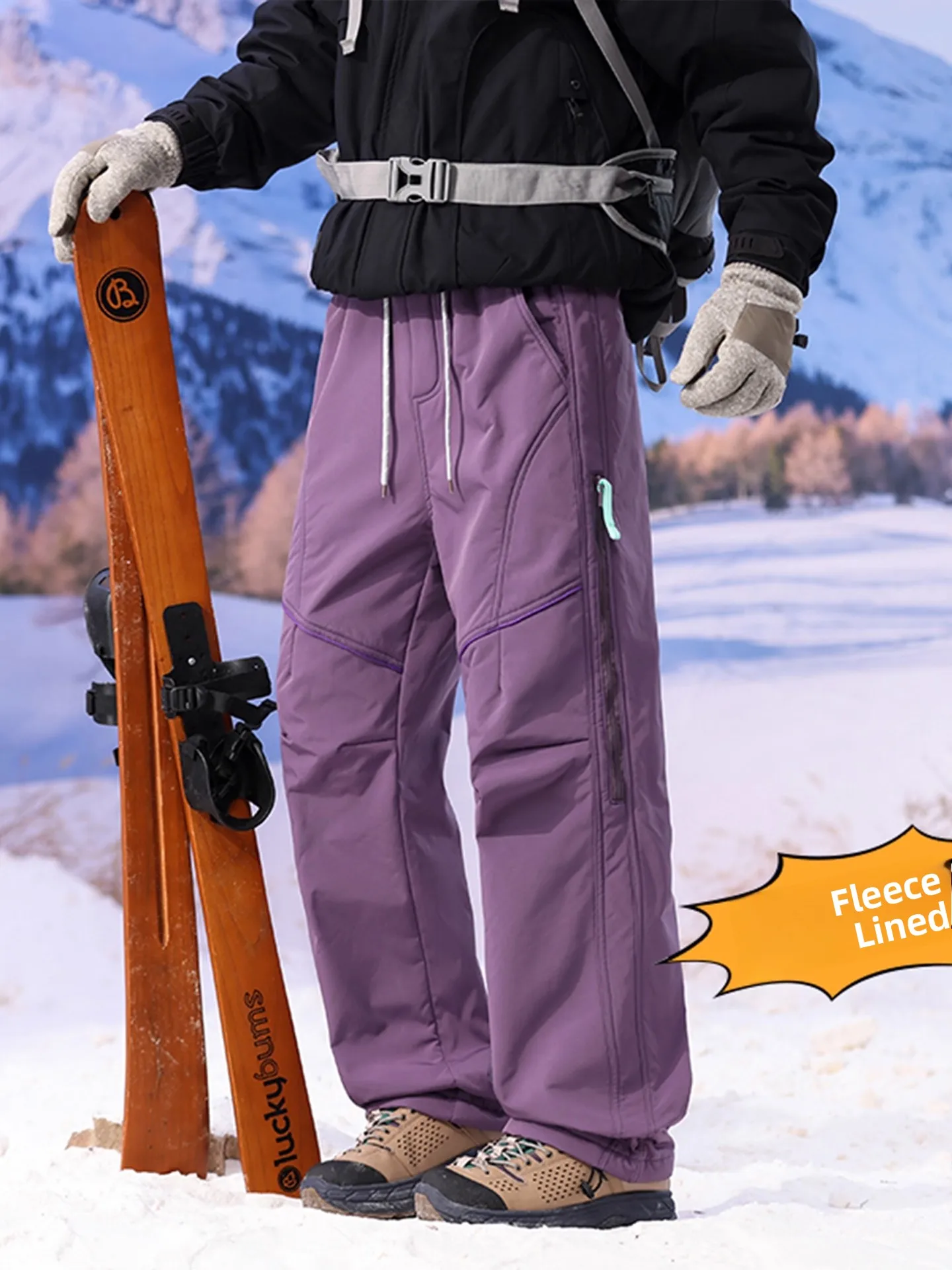 الأمريكية Sle في الهواء الطلق وظيفية زيبر عمال عارضة السراويل Thiened الدافئة فضفاض مستقيم أنبوب الشتاء السراويل للرجال و...