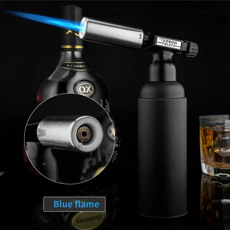 

Кухонная фонарик большой емкости, реактивная зажигалка, турбо, уличная, с синим пламенем, для выпечки, барбекю, газовая, ветрозащитная, для кемпинга, бутановые зажигалки для сигар