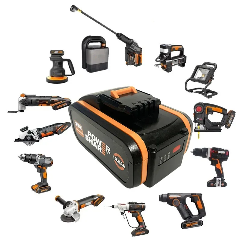 

Новейшая литиевая аккумуляторная батарея Worx 20 В 10,0 Ач WA3553 WA3551 WA3553. подходит для всех электроинструментов Worx и садовых инструментов.