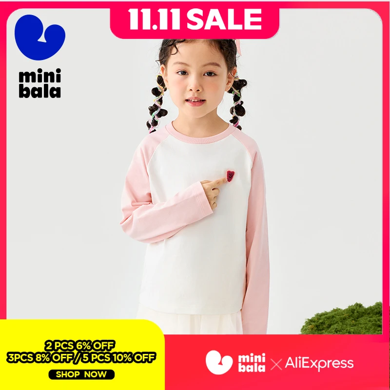 

Mini Bala Girls' Long sleeve T-shirt 2025 Spring New Artist-collaborated Top