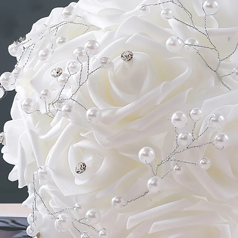 웨딩 신부 및 신부 들러리 부케, 웨딩 장식용 조화, 파티 휴일 가정용 새틴 장식 꽃